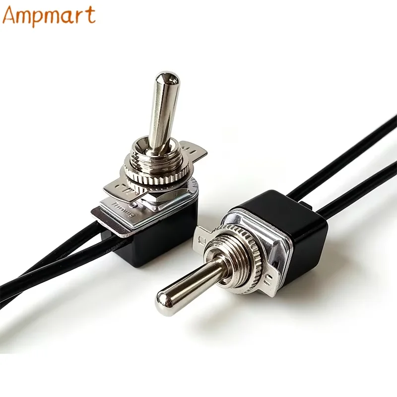 Ampmart 2 Pin 2 Position ON OFF Toggle Switch With Wires 3A 250V 6A 125V HIFI Amplifier DIY Parts