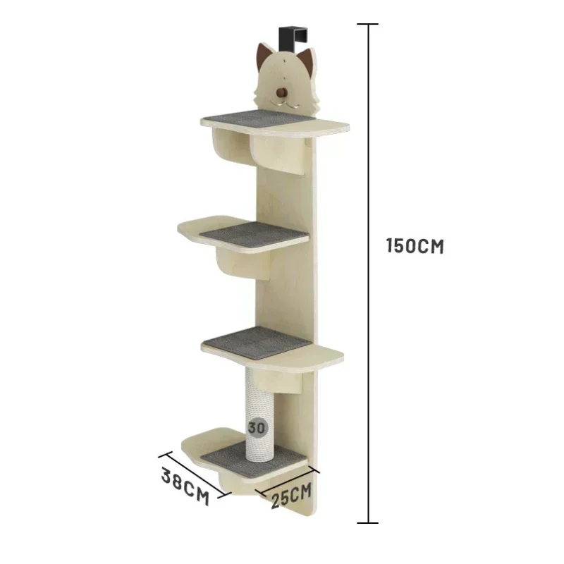 

Solid Wood Climbing Column for Cat, Hanging Door Model One Does Not Take Space, Multi-grid Jumping Platform Cat Toy