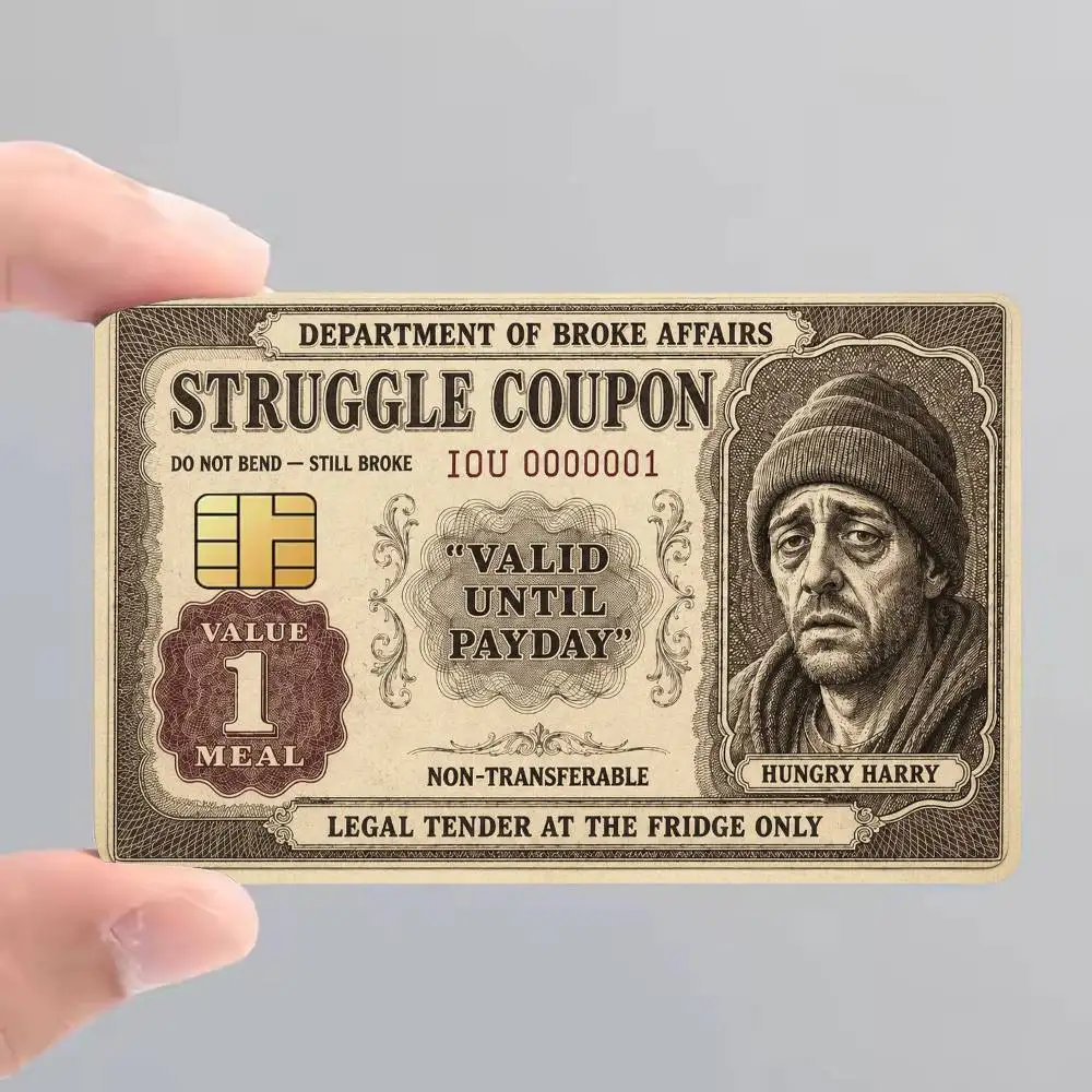 Funny Struggle Coupon Bank Credit Cards Bus Pass Stickers Cool Decoration Waterproof 4PCS Card