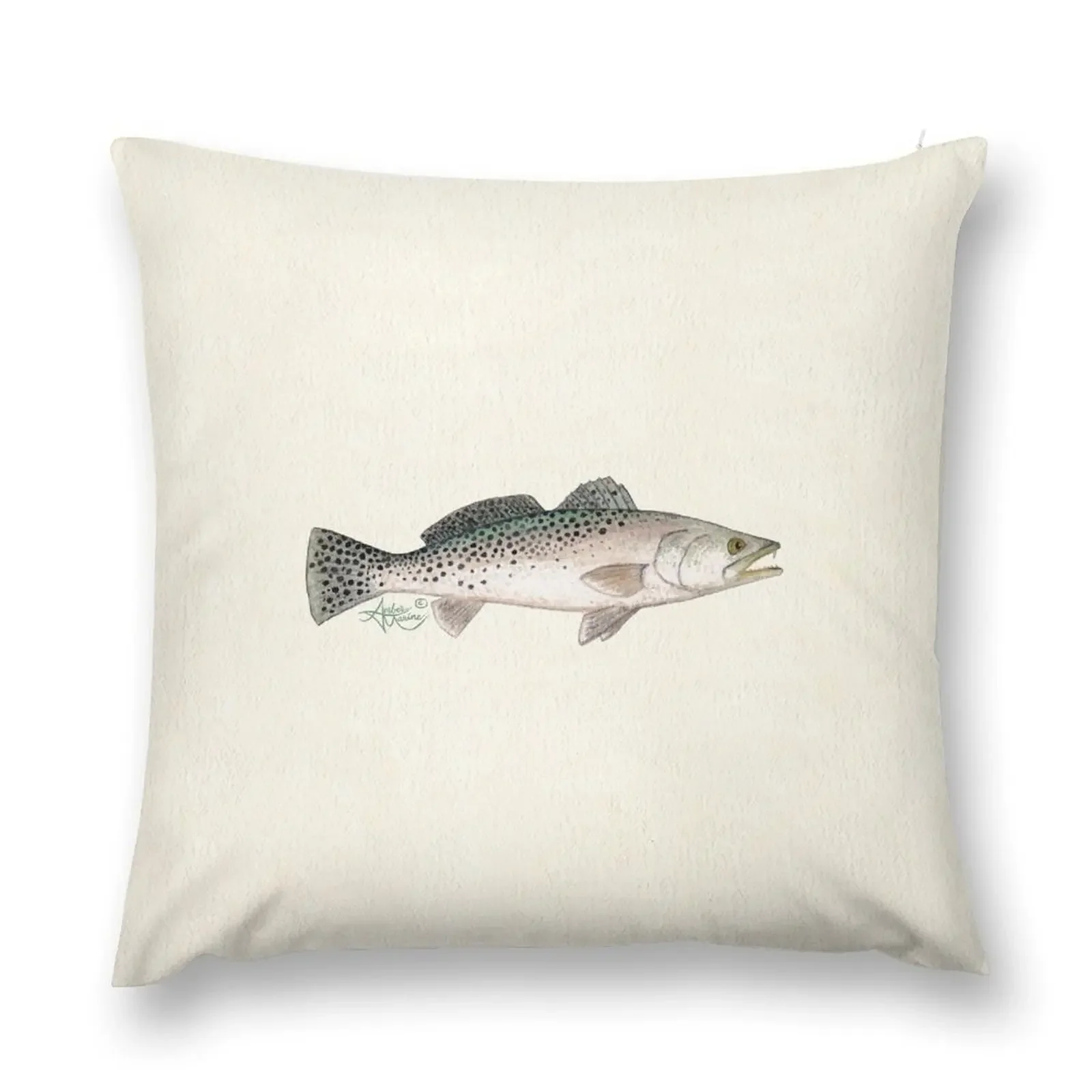 Spotted Seatrout by Amber Marine ~ watercolor fish art, ? 2013 Throw Pillow Pillowcase luxury throw pillow covers pillow