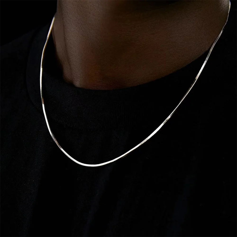 1,2 mm 316 Edelstahl Halskette Silberfarben Quadratische Schlangenkette Hip-Hop Herrenschmuck INS Accessoires Geschenk – Detail 3