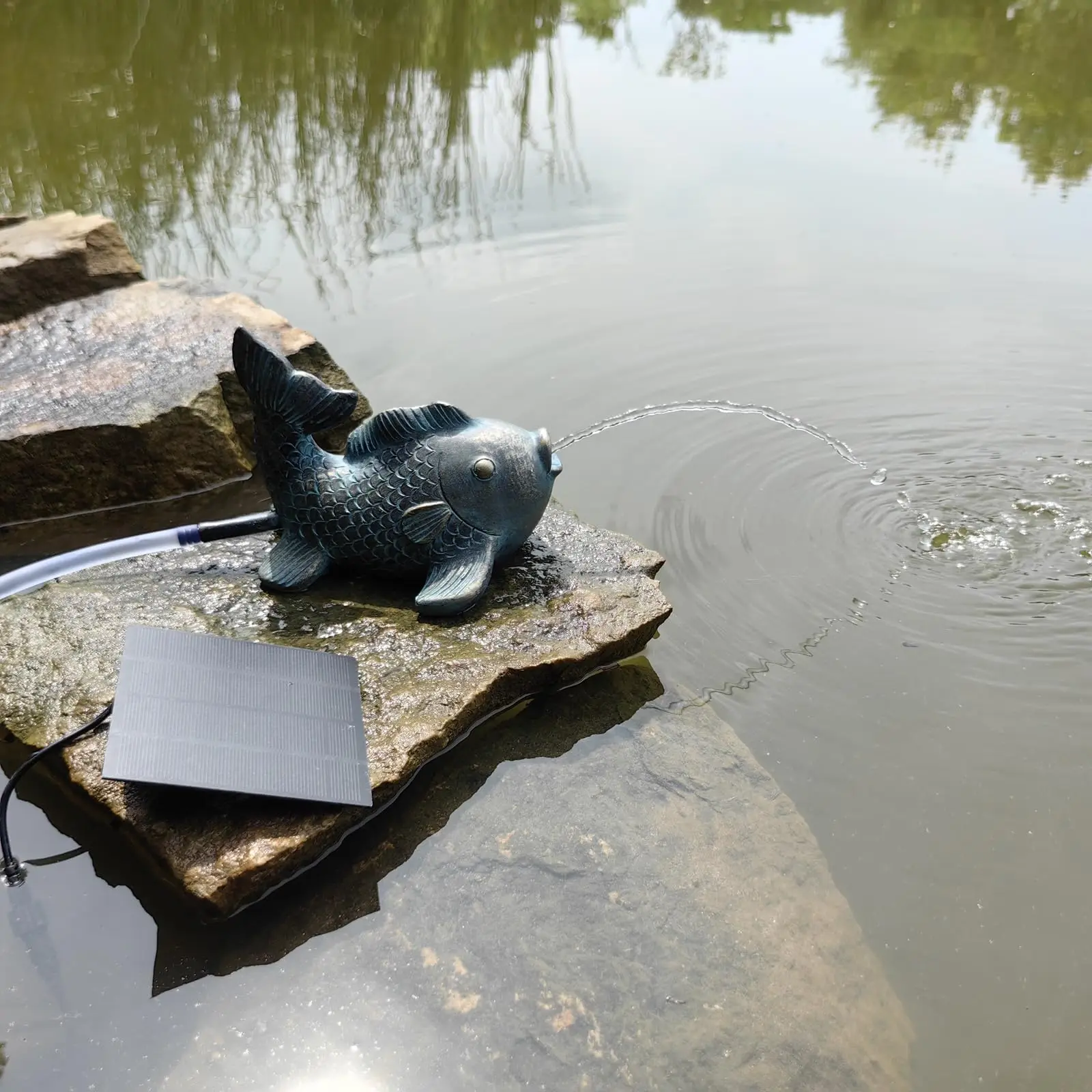 Pond Spitter, Pond Spitter for Small Ponds Resin Fish Fountain r Water Fountain,Outdoor Water Feature Fish Statue for