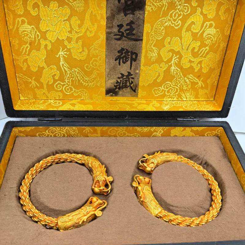Vintage Hidden Gold Dragon Head Bracelet Retro Ethnic Style Bracelet Bangle Beaded Bracelet Wholesale