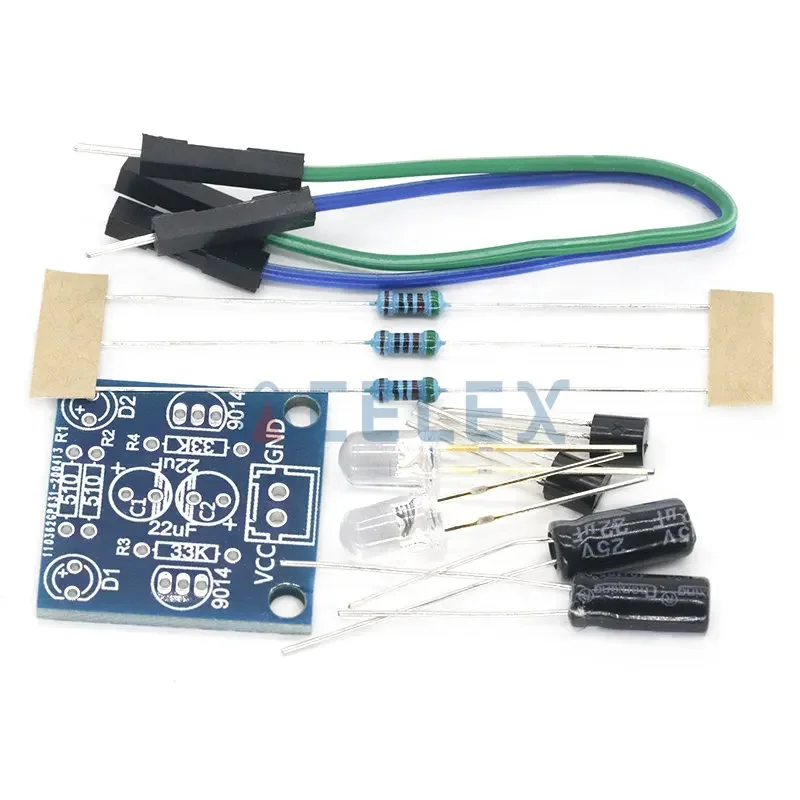 MHT11 Simples 5MM LED Flash DIY Kits DC 3V-14V Circuito Eletrônica Suite 1.6mm Peças para Arduino Piscando Kit