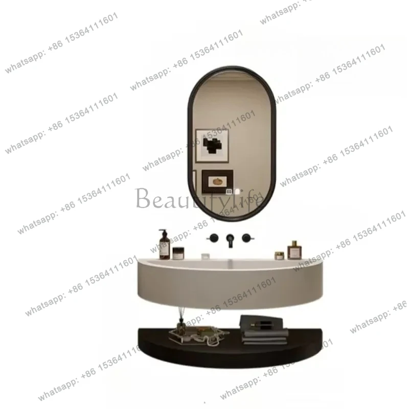 

Italian minimalist semi-circular arc bathroom cabinet new integrated basin washbasin small apartment pretty