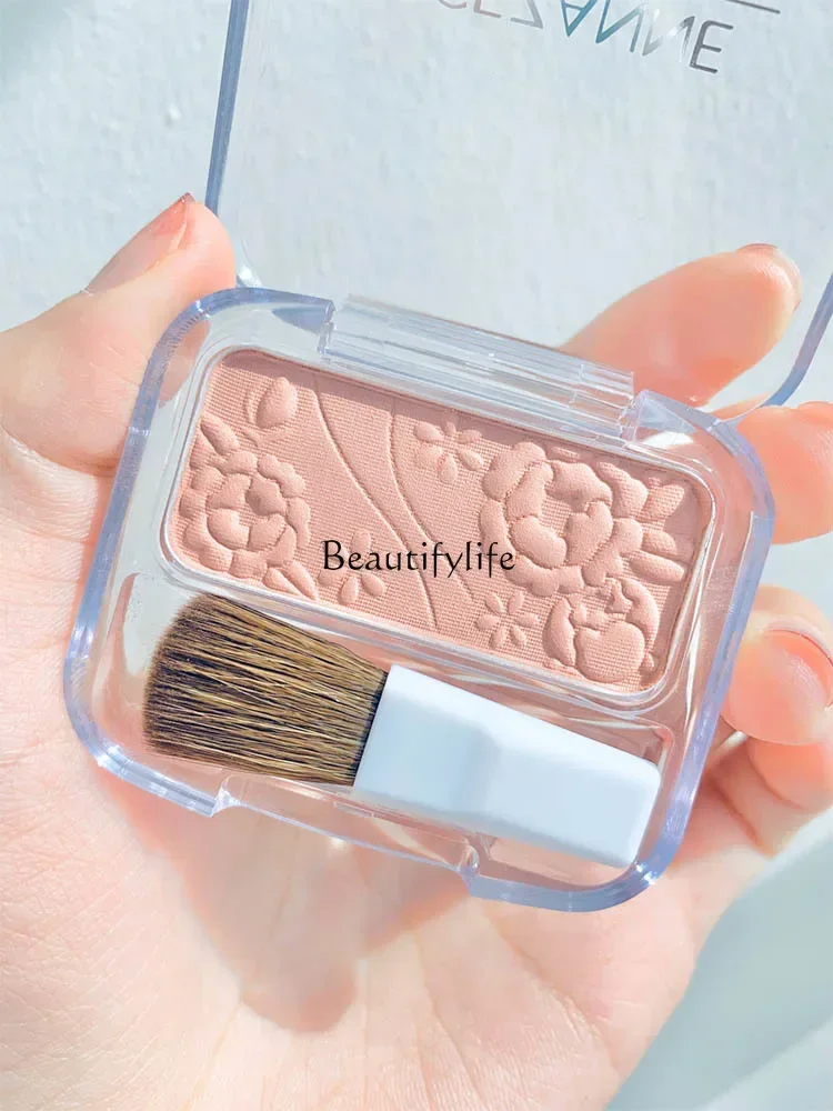 Three-Dimensional Carved Monochrome Rouge Blush Milk Tea Color Finishing Makeup Improve Skin Color