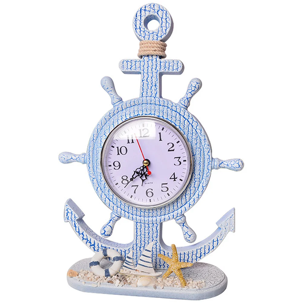 

Wooden Clock Mediterranean Style Hanging Wall Clock Nautical Decor Elegant Home Decoration Mediterranean Decor