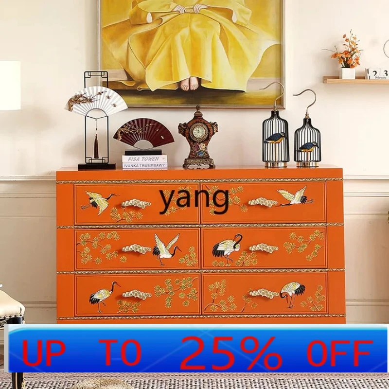 

LTT hand-painted high-end bedroom storage bedside TV chest orange porch cabinet