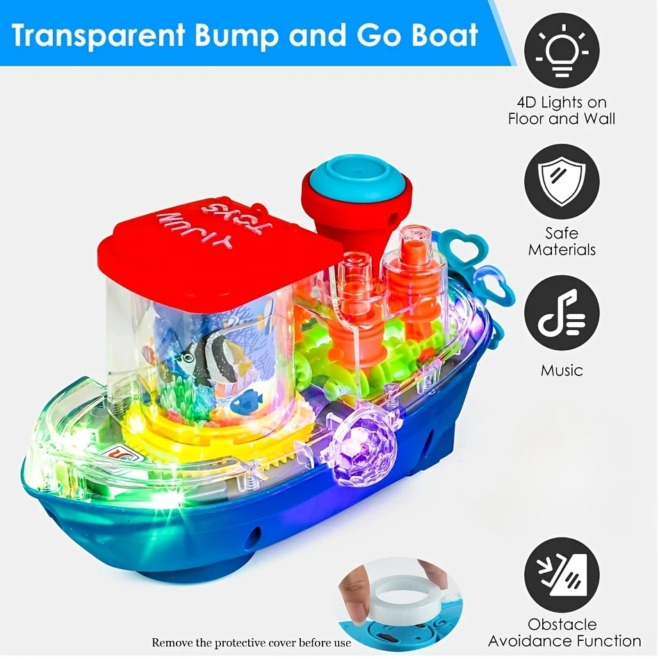 لعبة القارب الحسي التفاعلية للأطفال الصغار 2+ - موضوع تحت الماء مع الأسماك والشعاب المرجانية والموسيقى والتحفيز الحسي #2
