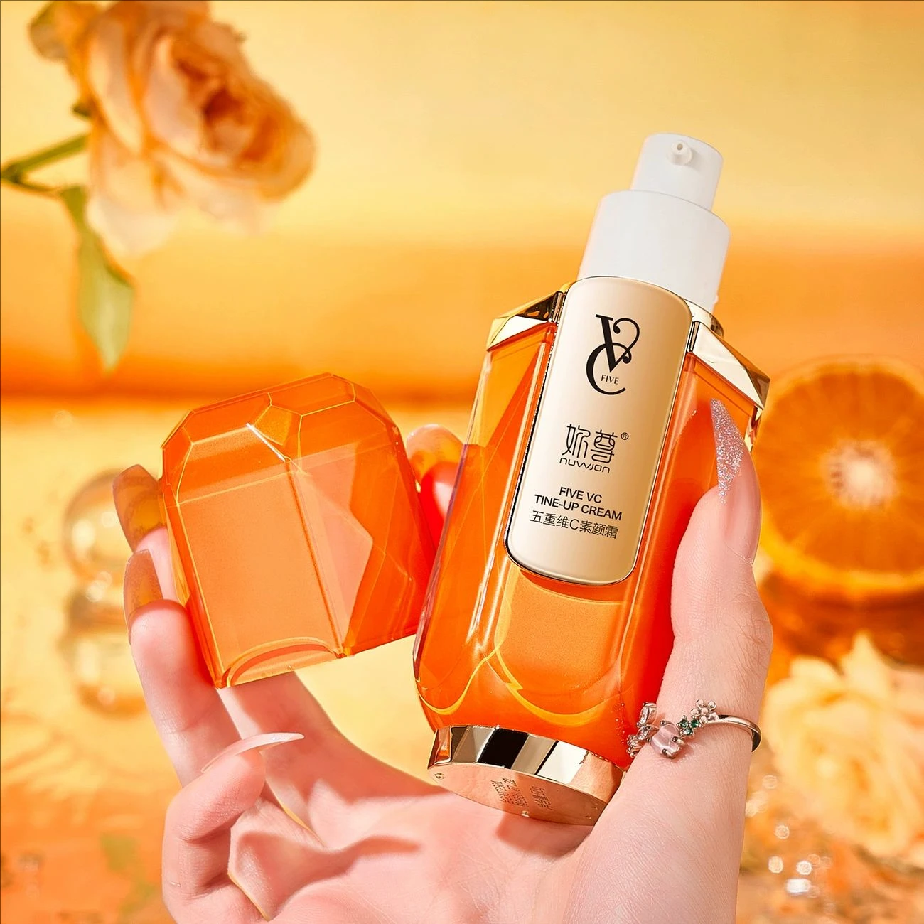 50 جرام خمسة فيتامين C لهجة متابعة كريم VC تبييض اشراق الطبيعية ترطيب كسول ماكياج كريم العناية بالبشرة مستحضرات التجميل