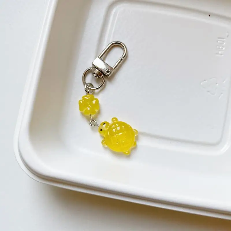 Colorful Jelly Pineapple Turtle Charm Keychains Drip Gum Retro Turtle Pendant Keyring Hanging Ornament Pendant Accessories Gift
