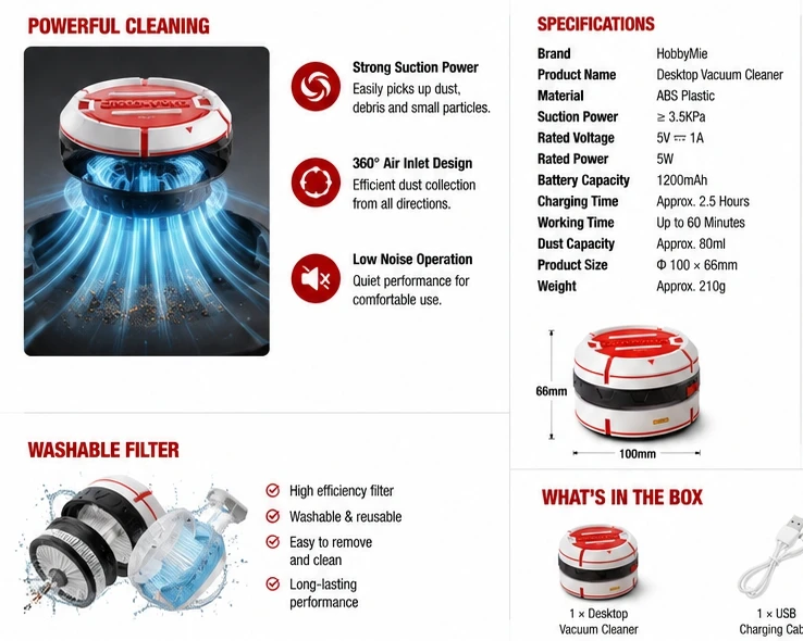 Hobby Mio Model Tool Desktop Vacuum Cleaner Debris Cleaner Model Grinding Nozzle Cleaning