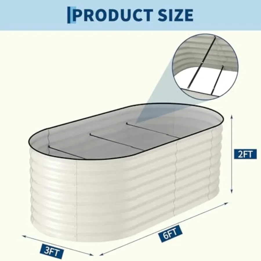 2 Pack X2ft Galvanized Raised Garden Bed, Oval Metal Planter Box