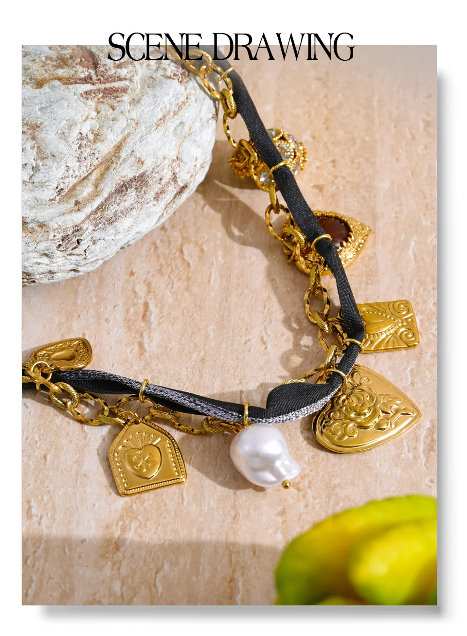 Yhpup Arrivals Seil geflochtene Kette Zirkonia Perle Herz Blume Tropfen Halskette beliebte Edelstahl Charm Kragen Schmuck – Detail 8