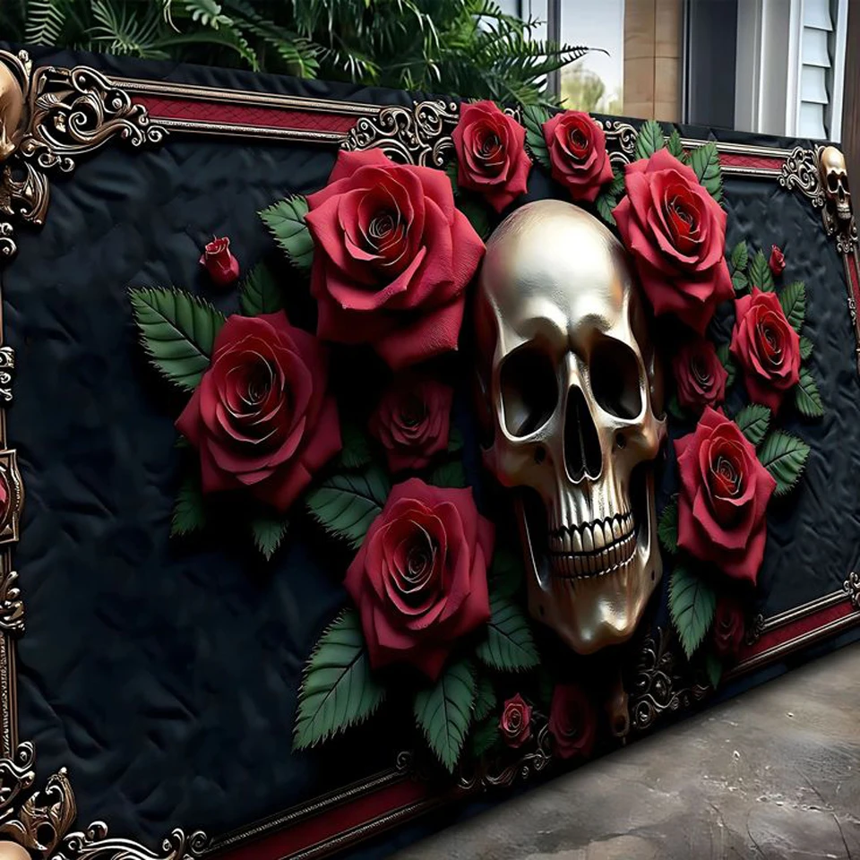 

DIY Vibrant Colors Rose And Skull Diamond Art Painting For adults beginners,Diamond Painting Cross Stitch Kits - Hallowen Decor