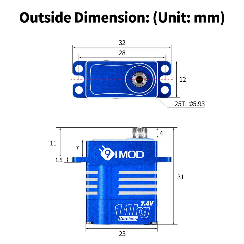 11KG 9IMOD Mini Digital Servo Coreless Motor Full Metal Gear High Voltage 4.8-8.4V For RC Airplane Helicopter Car Drone Parts