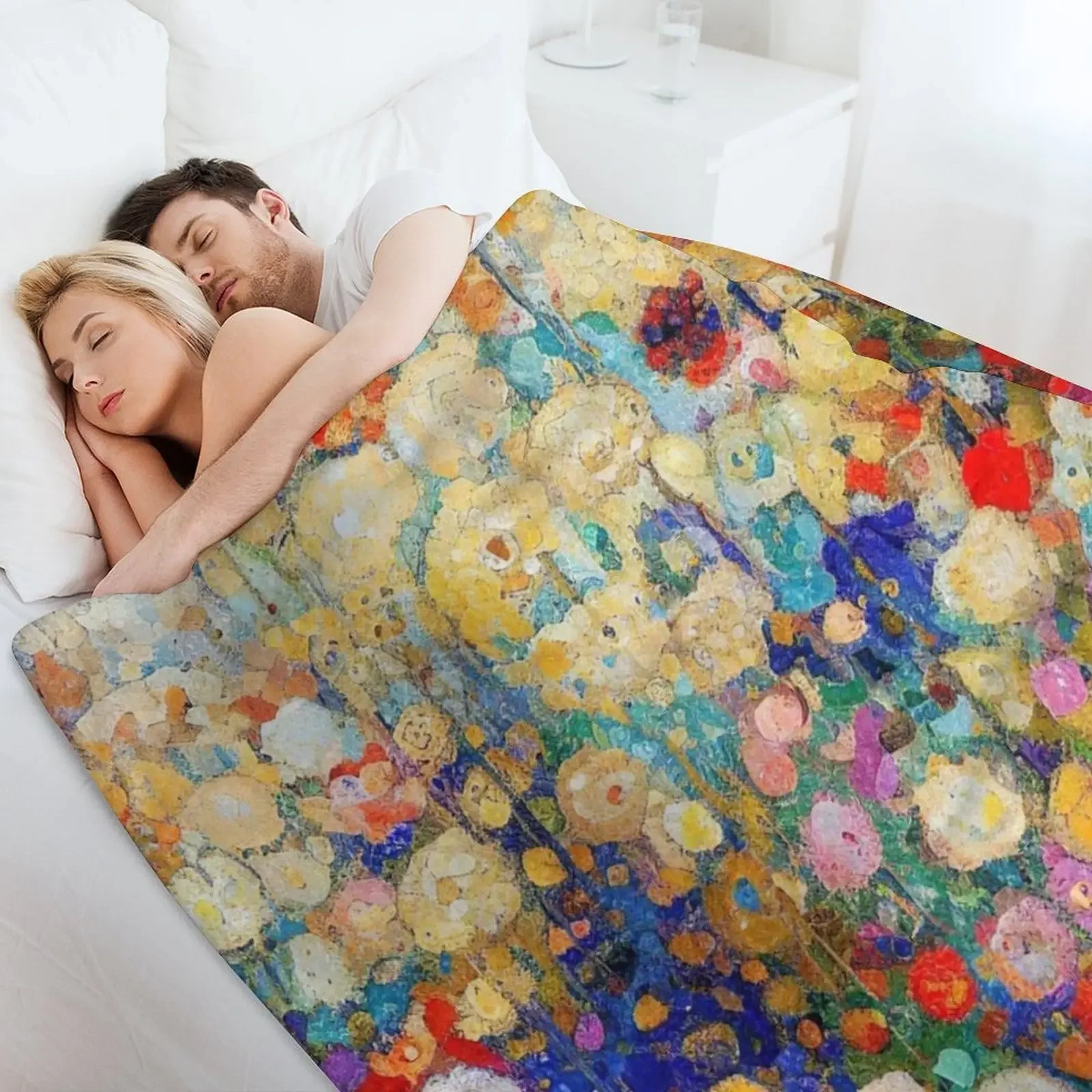 Gustav Klimt Flower Garden Throw Blanket Plush Fuzzy Cozy Blanket for Couch Sofa 4