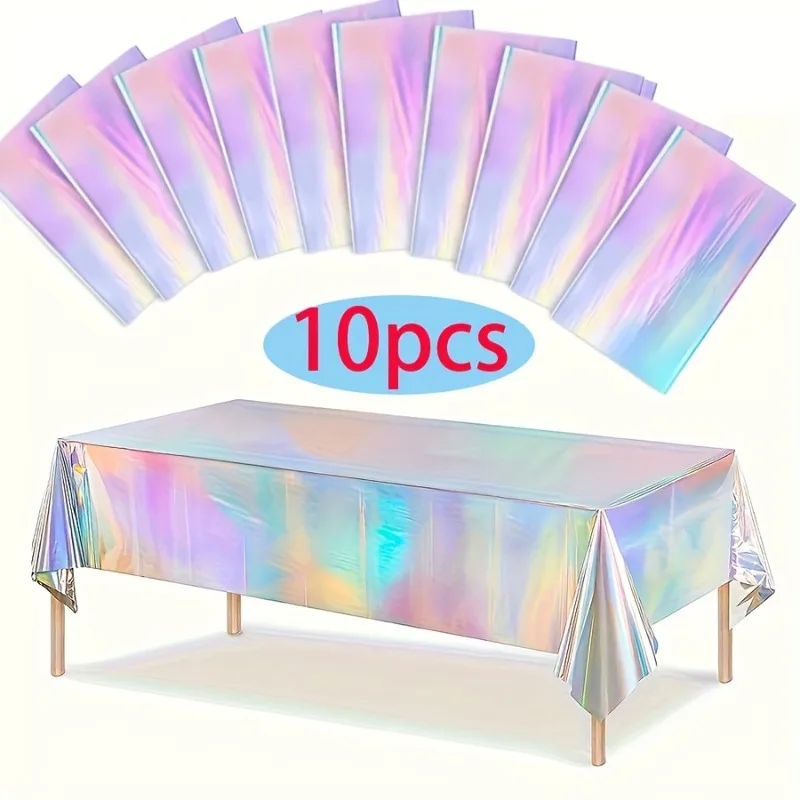 Color Disposable PE Waterproof Tablecloth for Birthday Party Festival Decor Oil-Resistant Atmosphere-Boosting Party Table Cover