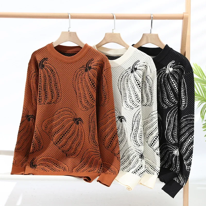 

New Fashion Men Streetwear Knitted Pullovers Outwear Sweaters Man Pumpkin Casual Sweaters Quality Male Pullovers Clothing 4XL