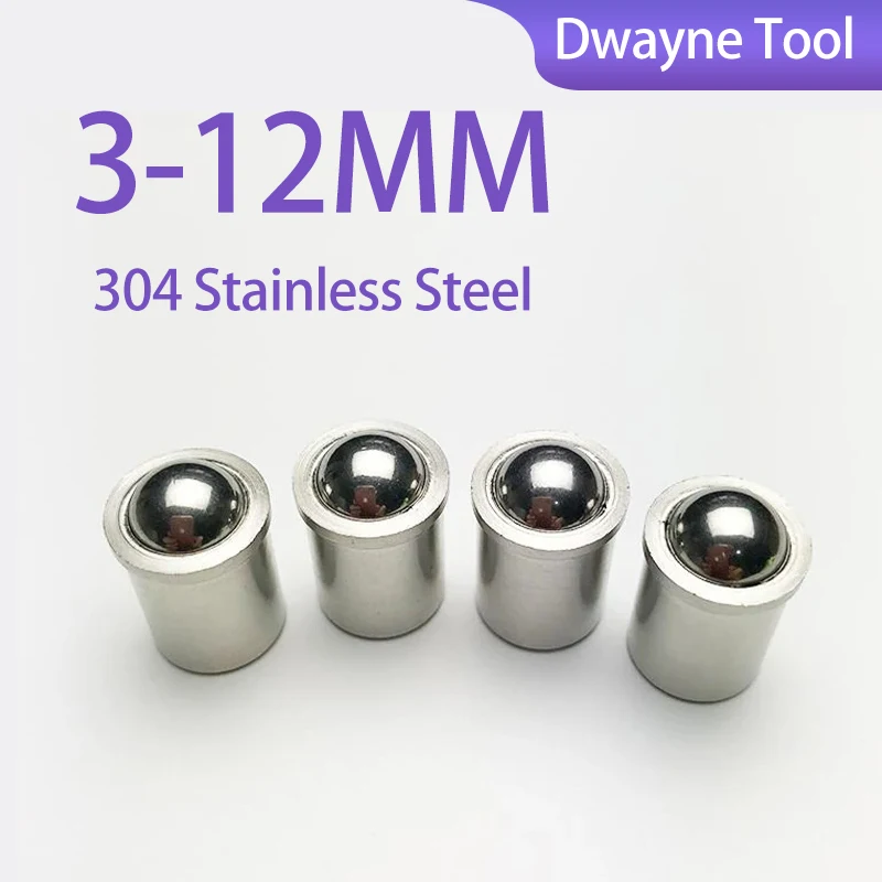 1-10PC 304 Stainless Steel Ball Plunger Set - Press Fit/Push Type Spring Plunger with Set Screw, 3/4/5/6/8/10/12mm Sizes