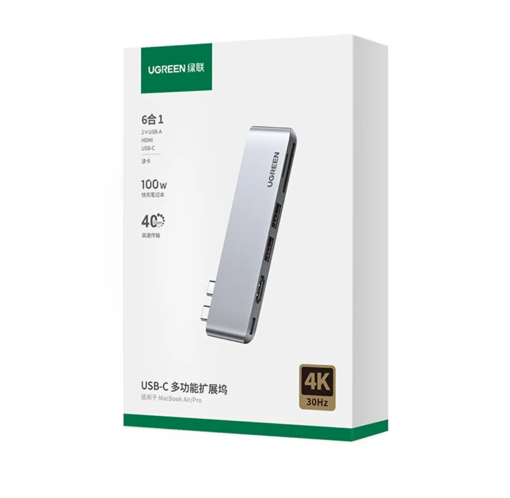 UGreen Type-C 6 in 1 Docking Station for  Pro/Air 40Gbps 100W PD 4K60Hz Usb-c HDMI USB3.0 SD/TF