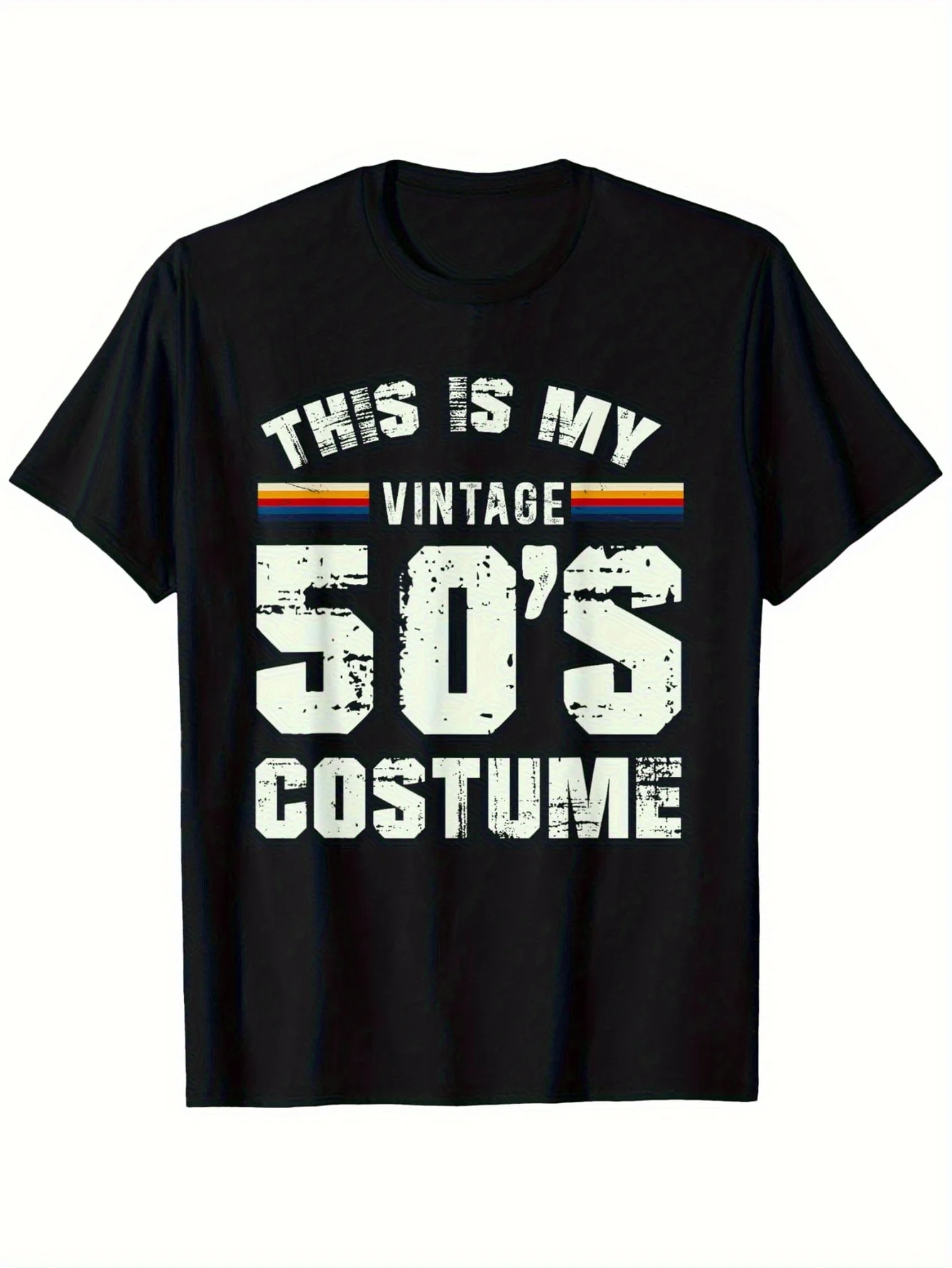 A Men'S Vintage 1950S Style Print T-Shirt - Featuring a Stylish Round Neck, Comfortable Casual Wear, Perfect for Outdoor Parties
