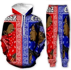 Nieuwe Mannen/Dames Crips Gang Grappige 3D Print Mode Trainingspakken Crewneck Paar hoodie Joggers Broek + Hoodies