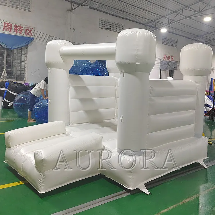 Kids white playground equipment inflatable soft play ball pool pit with slide