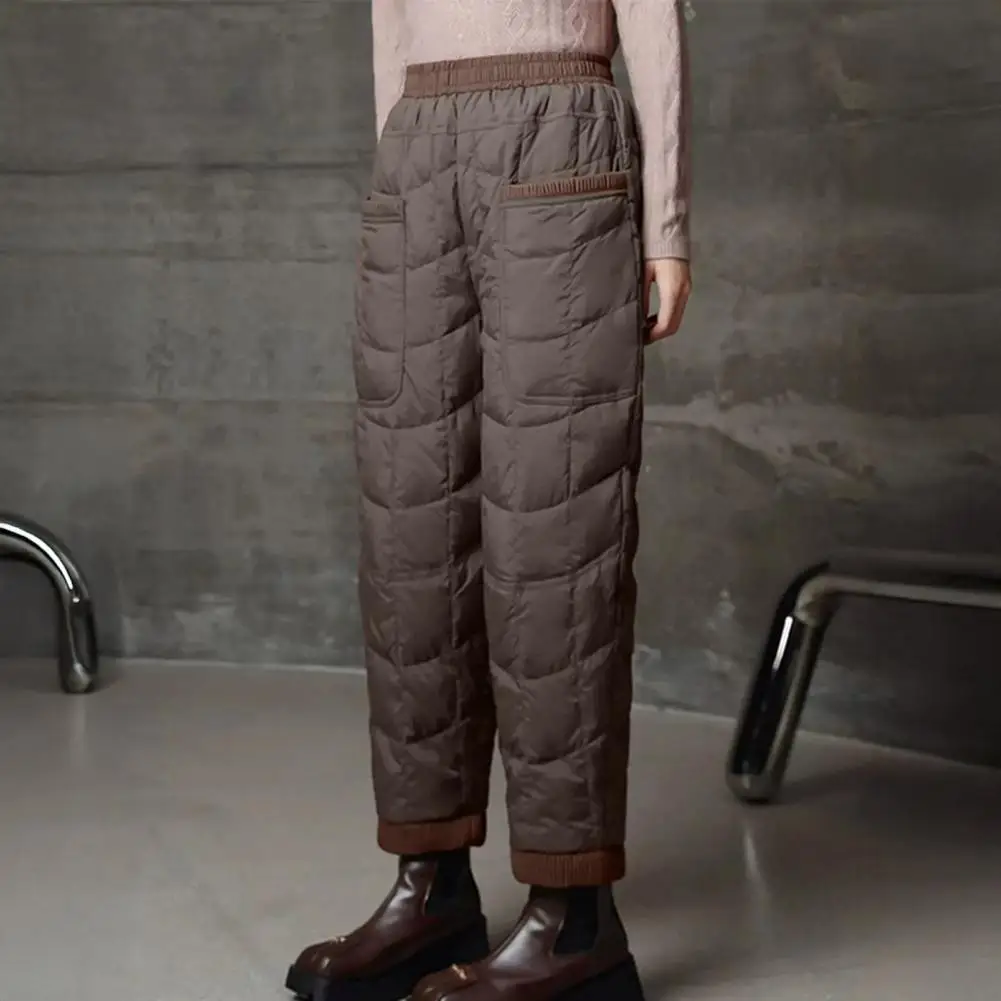 النساء سراويلي حريمي 2025 النساء الشتاء أسفل سراويل قطنية سميكة الحرارية مبطن سراويل قطنية منتصف العمر المسنين بناطيل تدفئة