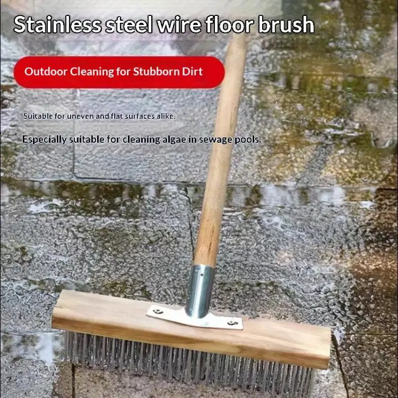Multipurpose Steel Wire Deck Brush Head 20cm 30cm 50cm Heavy Duty Metallic Wire Brush For Patios Grime And Garage Floor