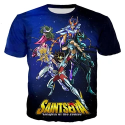 T-shirt imprimé Saint Seiya 3D pour hommes et femmes, rétro, classique, anime, personnalité, loisirs, rue, cool, chemise extra large, mode