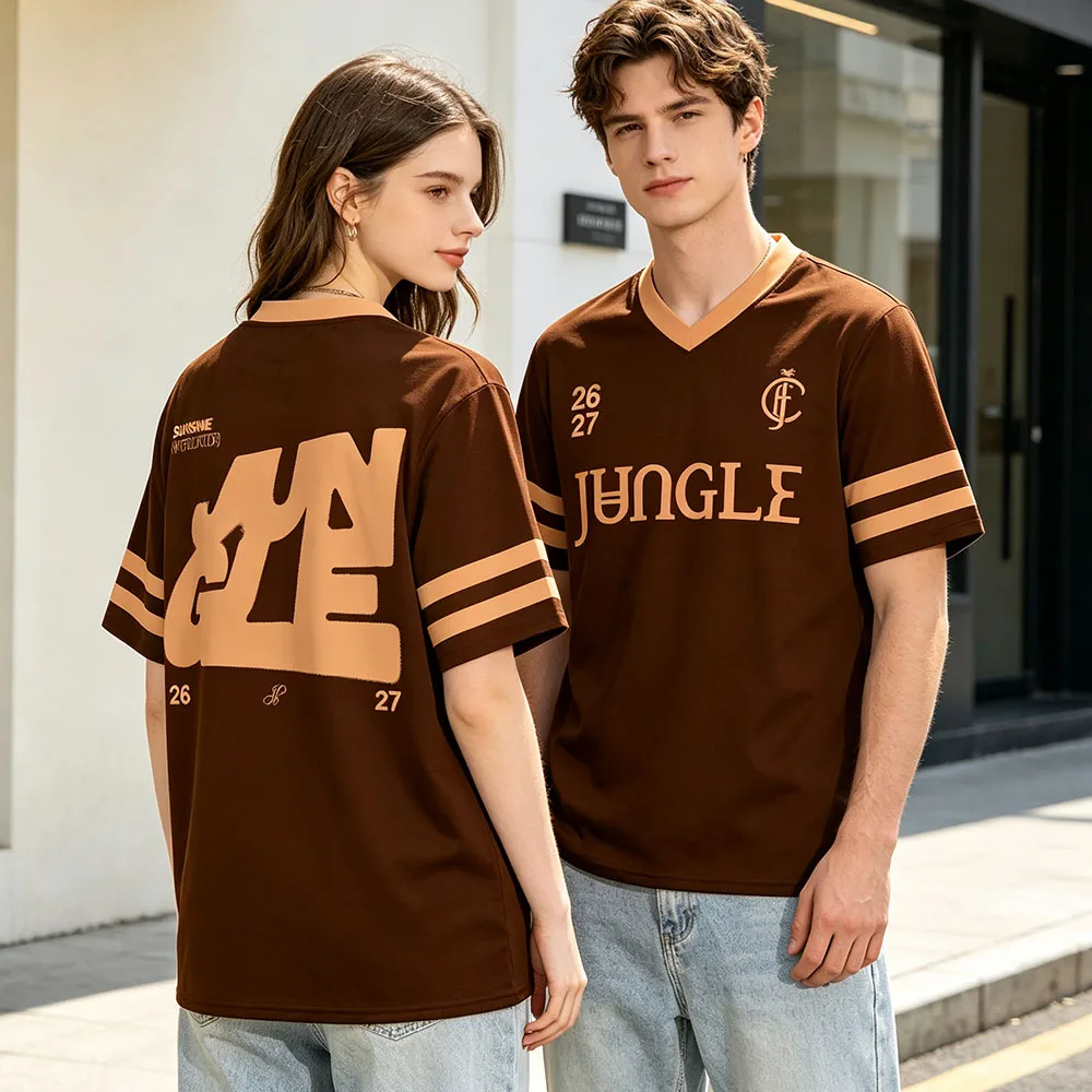 Jungle Sunshine Tour Soccer Jersey V-neck Summer Unisex Streetwear Short Sleeve Loose Fashion Male Tshirts Graphic Print Merch