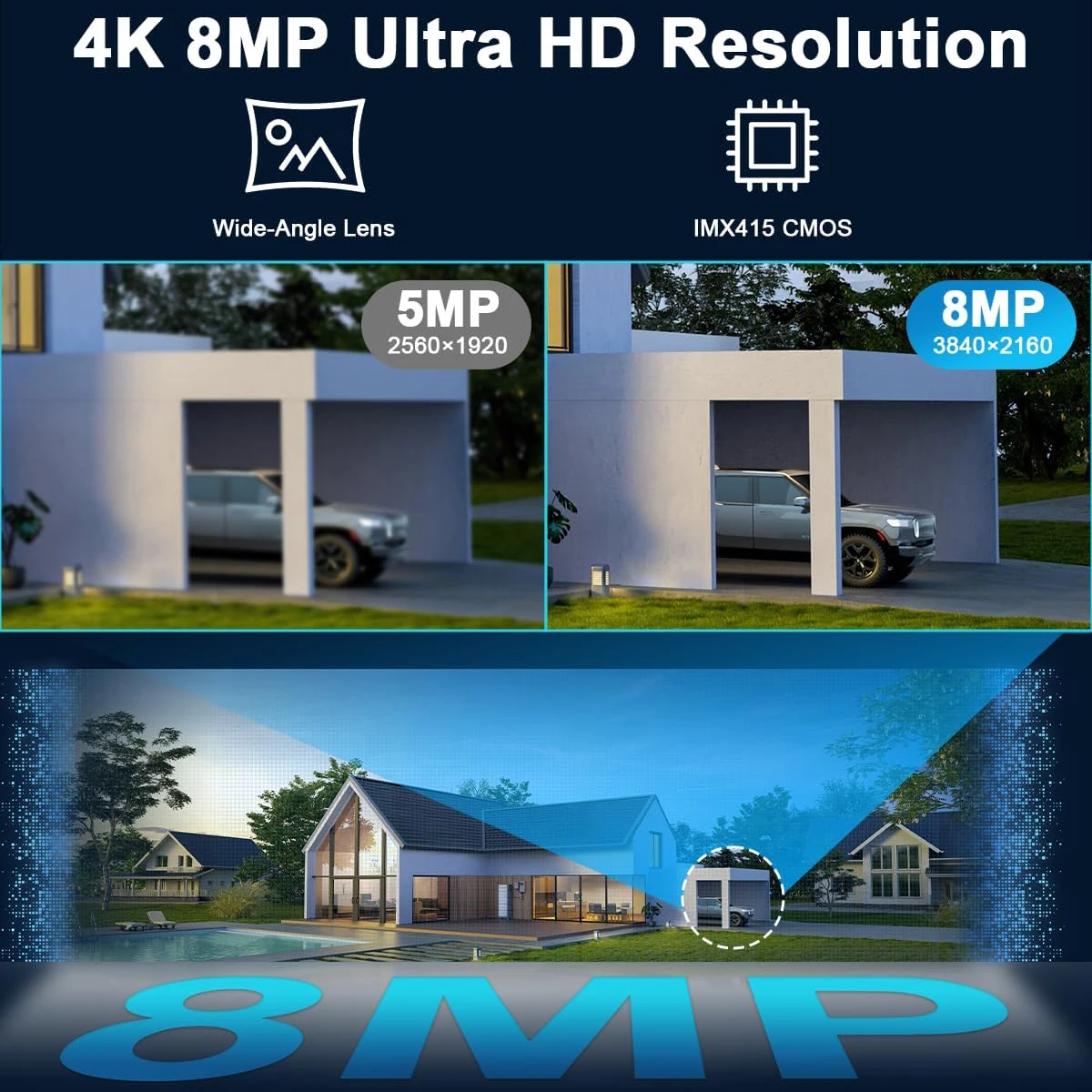 Kamera bezpieczeństwa z 30-krotnym zoomem optycznym, WiFi, PTZ, zewnętrzna, 4K 8MP, WiFi 2.4/5G, wykrywanie ludzi/pojazdów, automatyczne śledzenie, kamery kopułkowe, CamHi