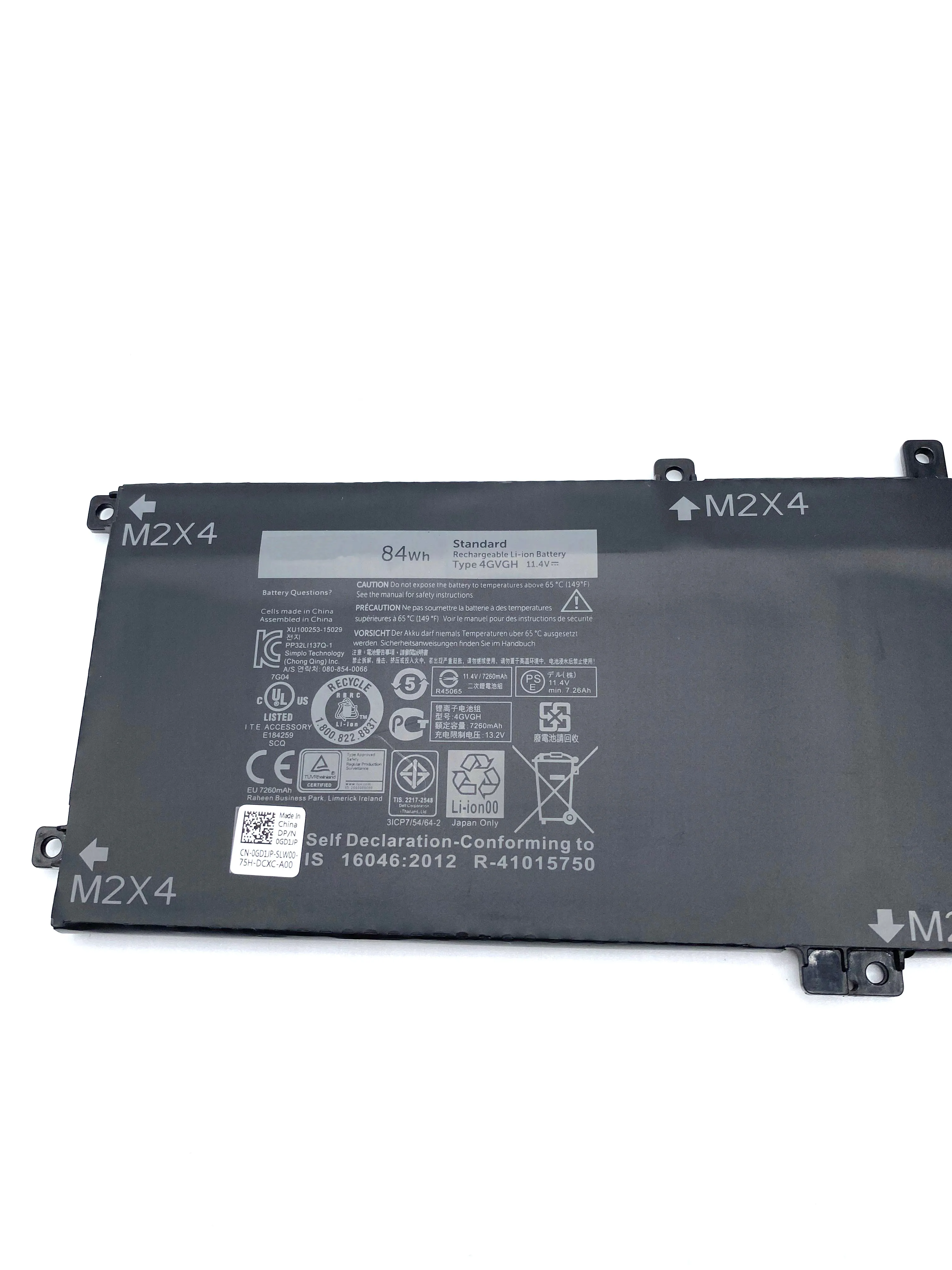 ใหม่ 4GVGH RRCGW แบตเตอรี่แล็ปท็อปสําหรับ DELL Precision 5510 XPS 15 7590 9550 5540 15-9550-D1828T 01P6KD T453X 080-854-0066 XPS 62MJV