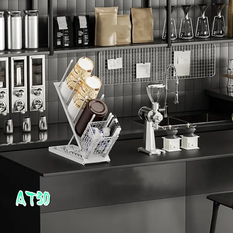 

Breakroom Dispenser Coffee Mug Kitchen Countertop Cup Holder Adjustable Height 4 Compartment Lid Organizer Bar Storage B Durable