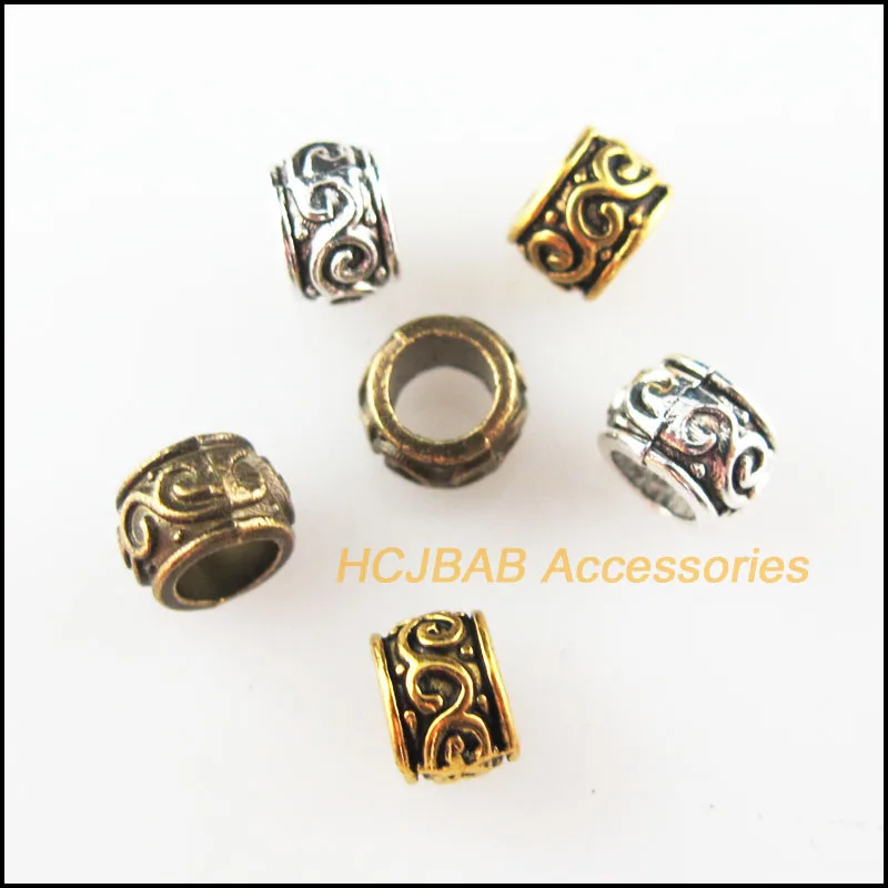 100Pcs Bronze Gold Silver Plated Flower Tube Spacer Beads Charms 5mm