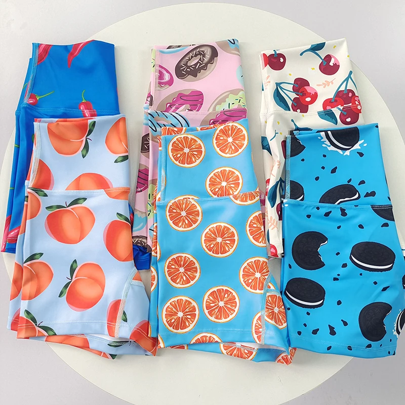 ผู้หญิงโดปามีนพิมพ์กางเกงขาสั้นโยคะแห้งเร็วยืดสูงออกกําลังกายการฝึกอบรมกีฬากางเกงขาสั้น