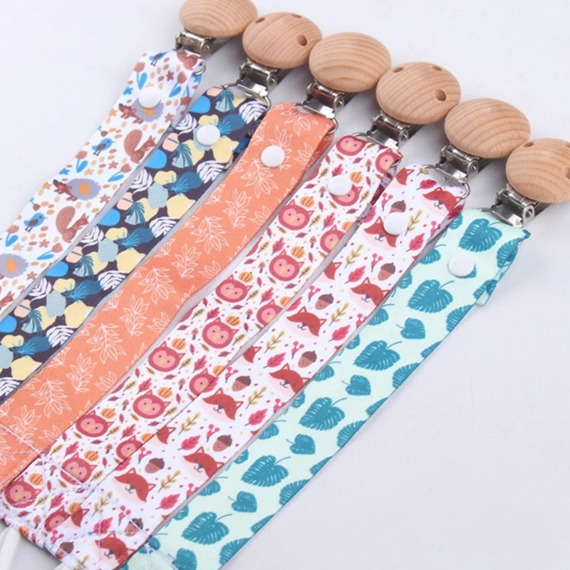 Print Cotton Rope Pacifier Clip Baby Teether Antilost Rope Infant Shower Gift QX2D