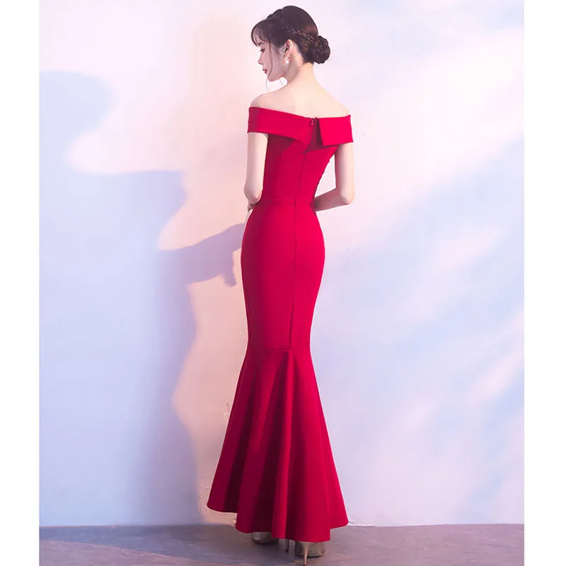 New Long Customized Formal V-Neck Burgundy Evening Dresses DongCMY Elegant Sexy Robe De Soiree Party For Women Gown