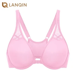 Women's Unlined Racerback Bra Seamless Underwire Front Closure Bras Plus Size T shirt Tank top Lingerie DD E F Cup 32-40 42