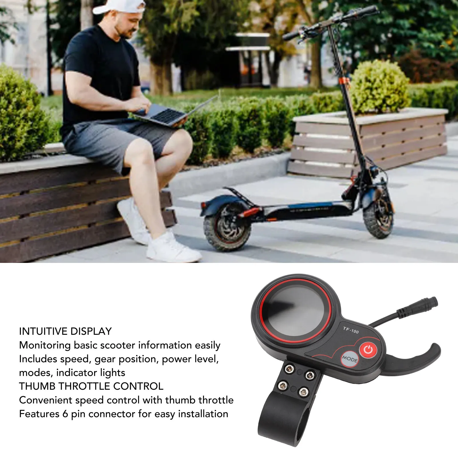 48V TF 100 Electric Scooter LCD Screen with Thumb Throttle 6 Pin Water Resistant Electric Display Panel for M4 for SEALUP Electr view 2