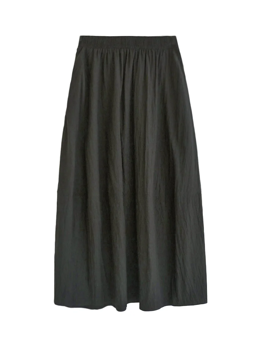 

High Waist A-Line Midi Skirt Thin Material Korean Sle Commute Pure Color f Body Skirt 2 Pieces 5 High Waist Midi Skirt