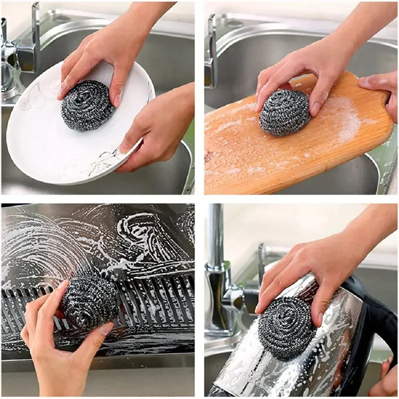 6/12 PCS Stainless Steel Scrubber, Scrubbing Scouring Pad, Steel Wool Scrubber for Kitchens, Bathroom and More Strong Resistance