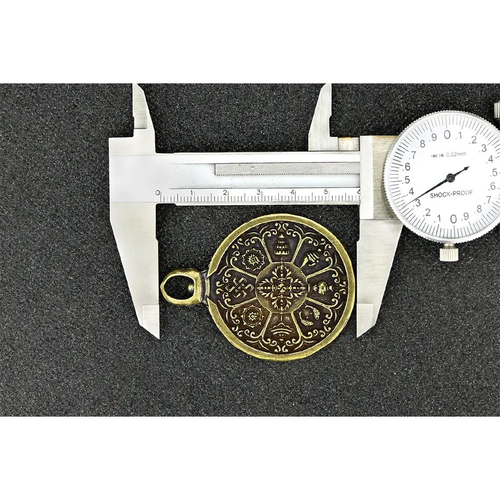 

Tibetan Gossip Pendant in Brass Exquisite Round Design for Necklace Chain Wearable Indoor Outdoor Unique Charm Gift for Friends