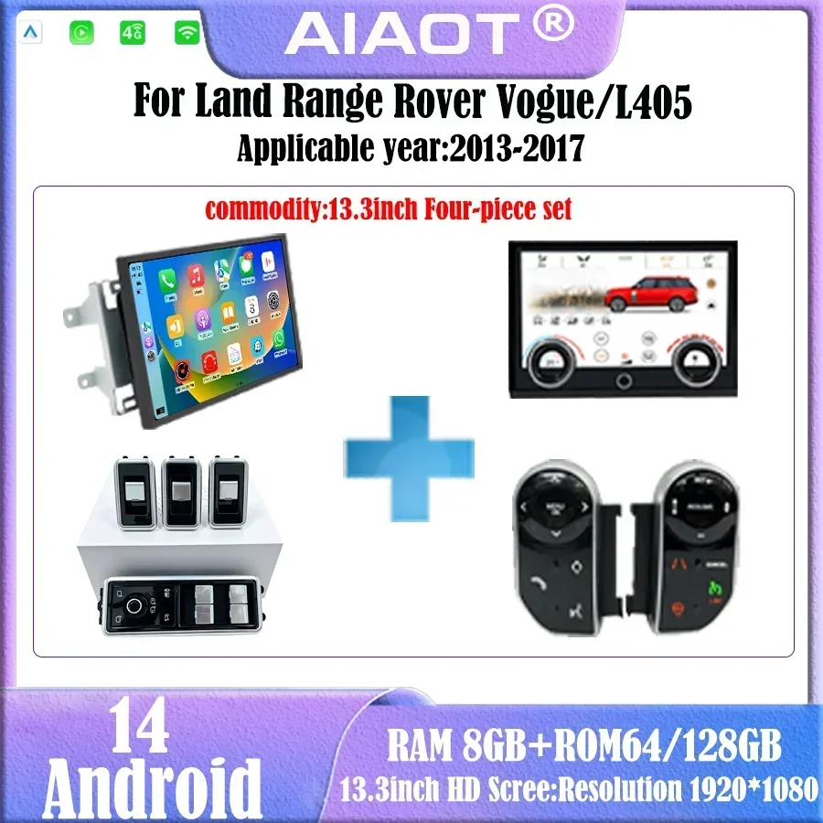 For 13.3inch Carplay screen 2013-2017 Land Rover Vogue/L405 Android Radio  Multimedia Player air conditioning panel Bosch/Harman