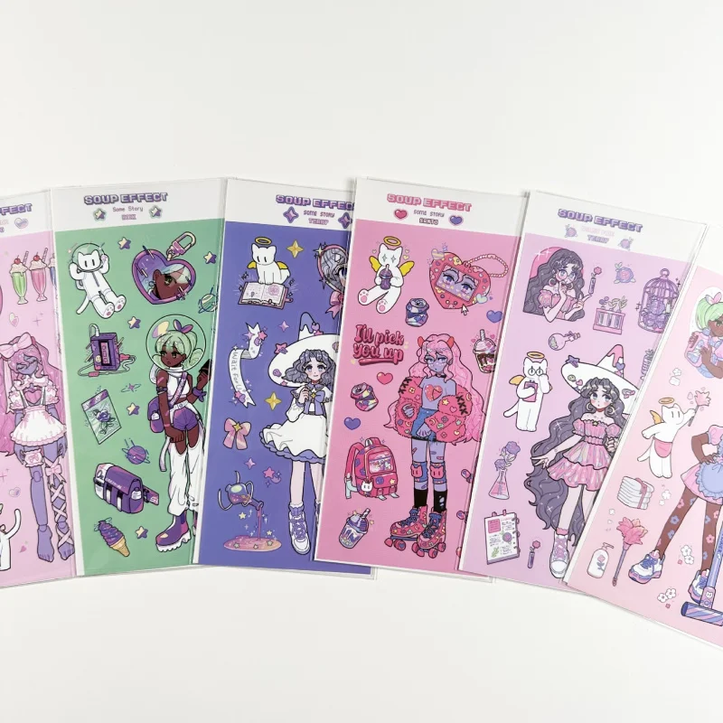 Korean Soup Sweet Cool Cute Cartoon Girl Character Stickers Hand Account Phone Case Planner Diary Scrapbook Decorative Stickers