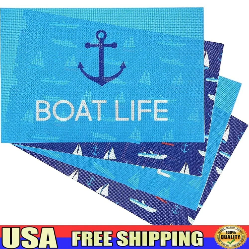 

Набор из 4 салфеток из ПВХ для лодок, моющихся вручную, 17,75 x 11,25 дюймов, идеальный подарок для любителей лодок, домашний декор