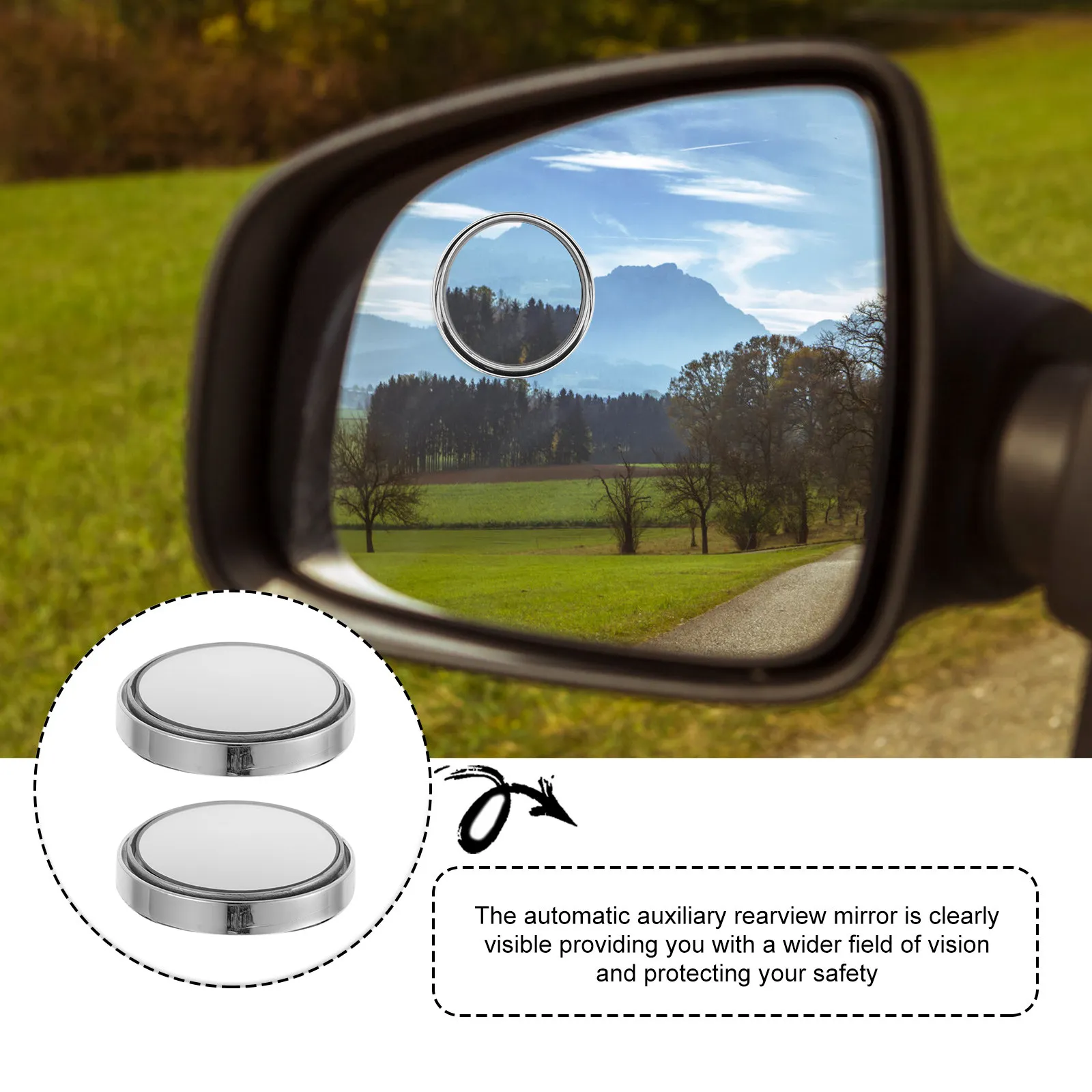 2Pairs Rotatable Push Type Blind Spot Mirror for Car Side Mirror Dead Angle Elimination Wide Angle Rear View Safety Auxiliary