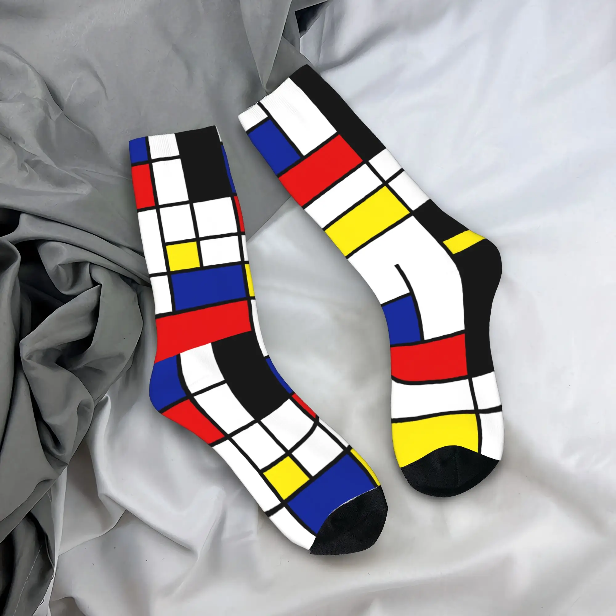 

Мужская одежда с абстрактным принтом на заказ Носки Mondrian Dress Socks, унисекс, удобные, теплые, с 3D-принтом, геометрическим узором, современные, классические носки.