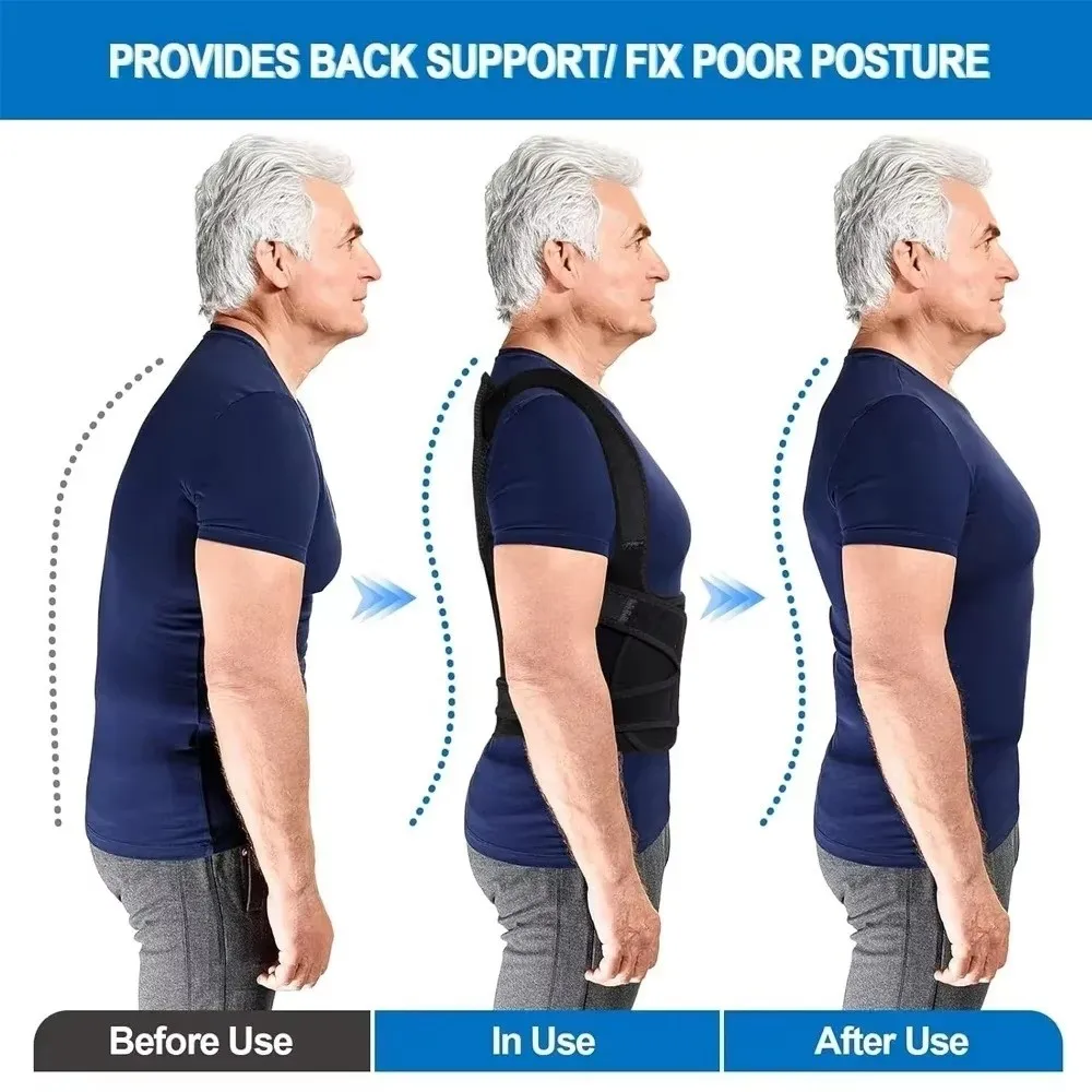 Adjustable Posture Corrector Exercise Support ABS Support Bar Posture Strap Unisex Comfortable Upper Back Brace Office Sitting
